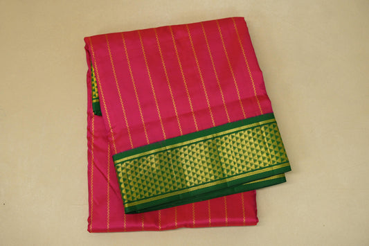 folded Rani Pink Ten yards silk saree 
