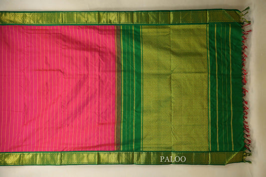 Rani Pink Ten yards silk saree paloo