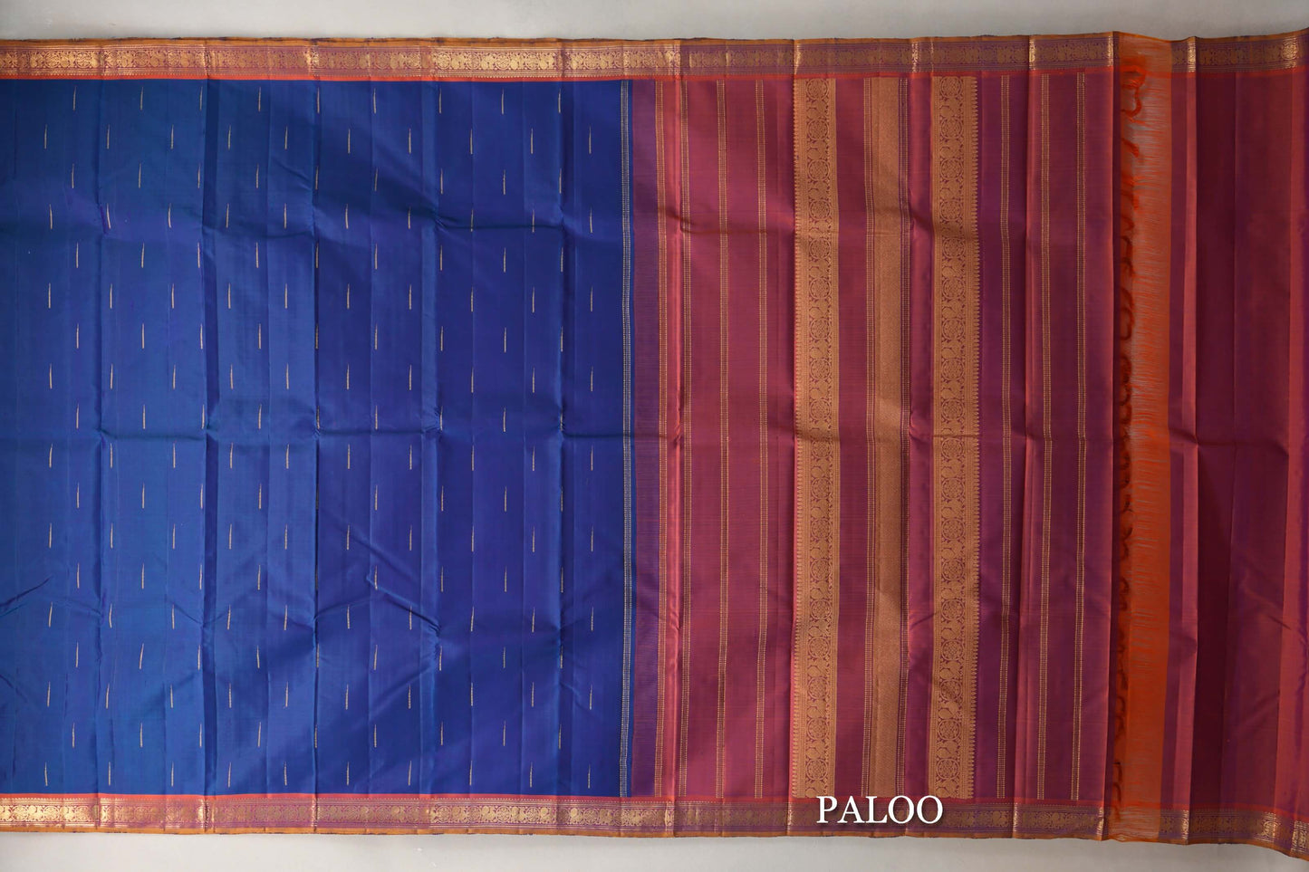Peacock Blue Vintage Kanjivaram Silk Saree paloo