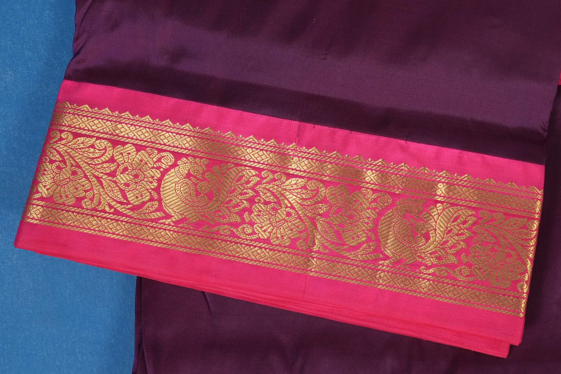 Deep Purple nine yards silk saree