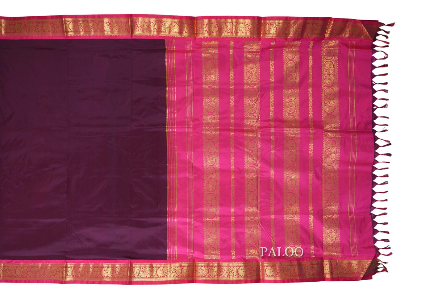 Deep Purple Ten yards silk saree paloo