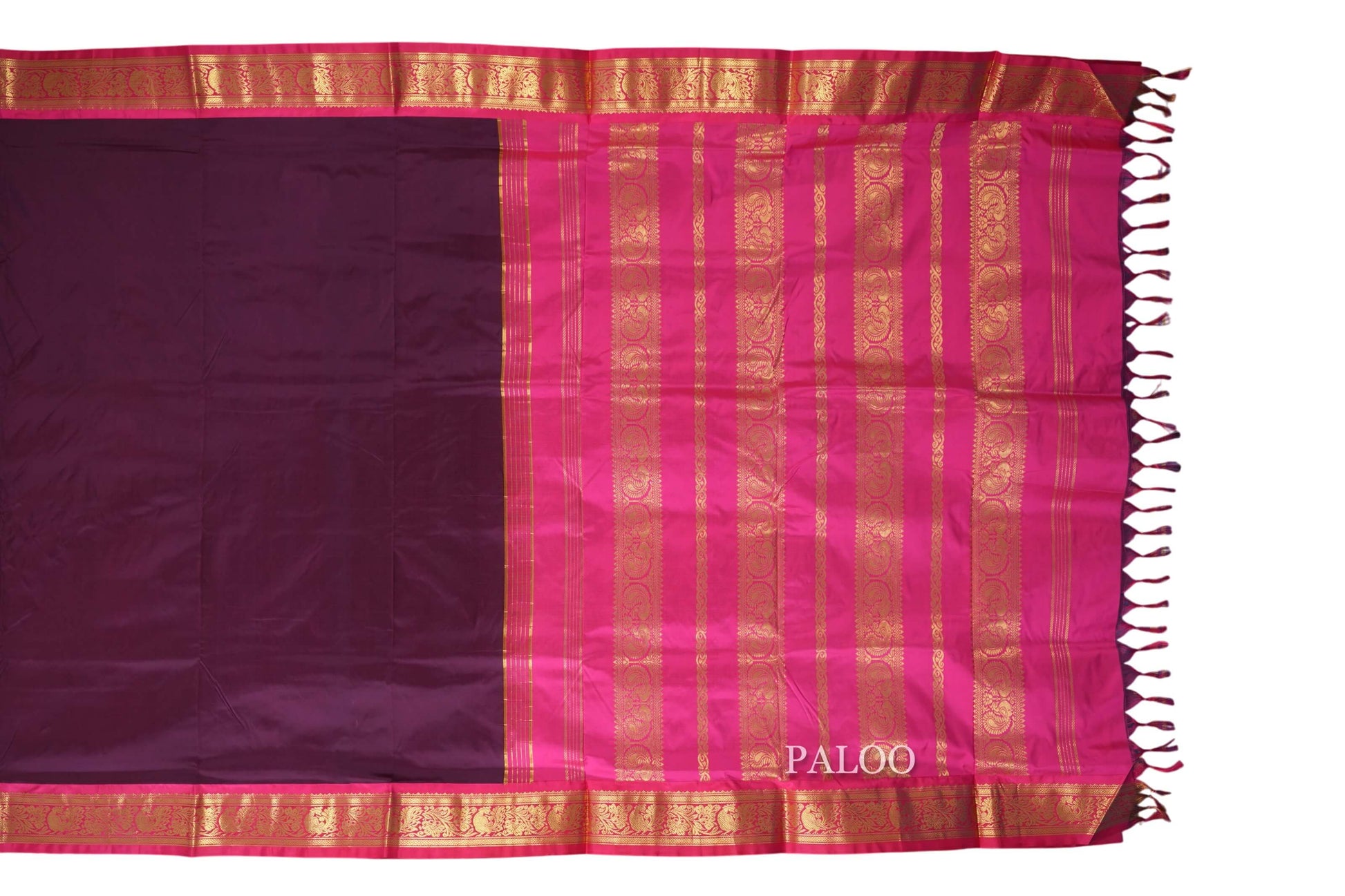 Deep Purple Ten yards silk saree paloo