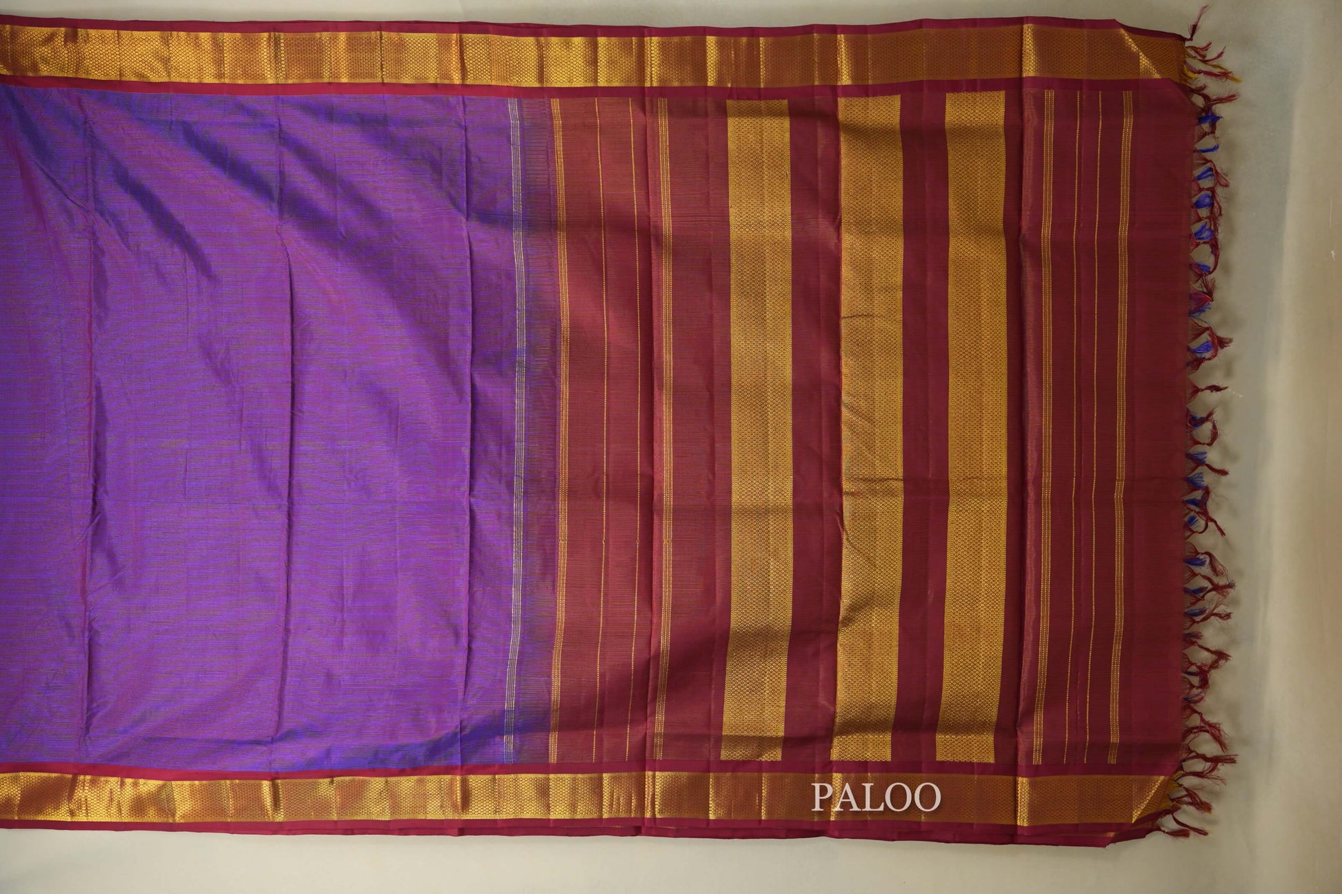Dual Tone Magenta and Violet Ten yards vaira oosi silk saree paloo