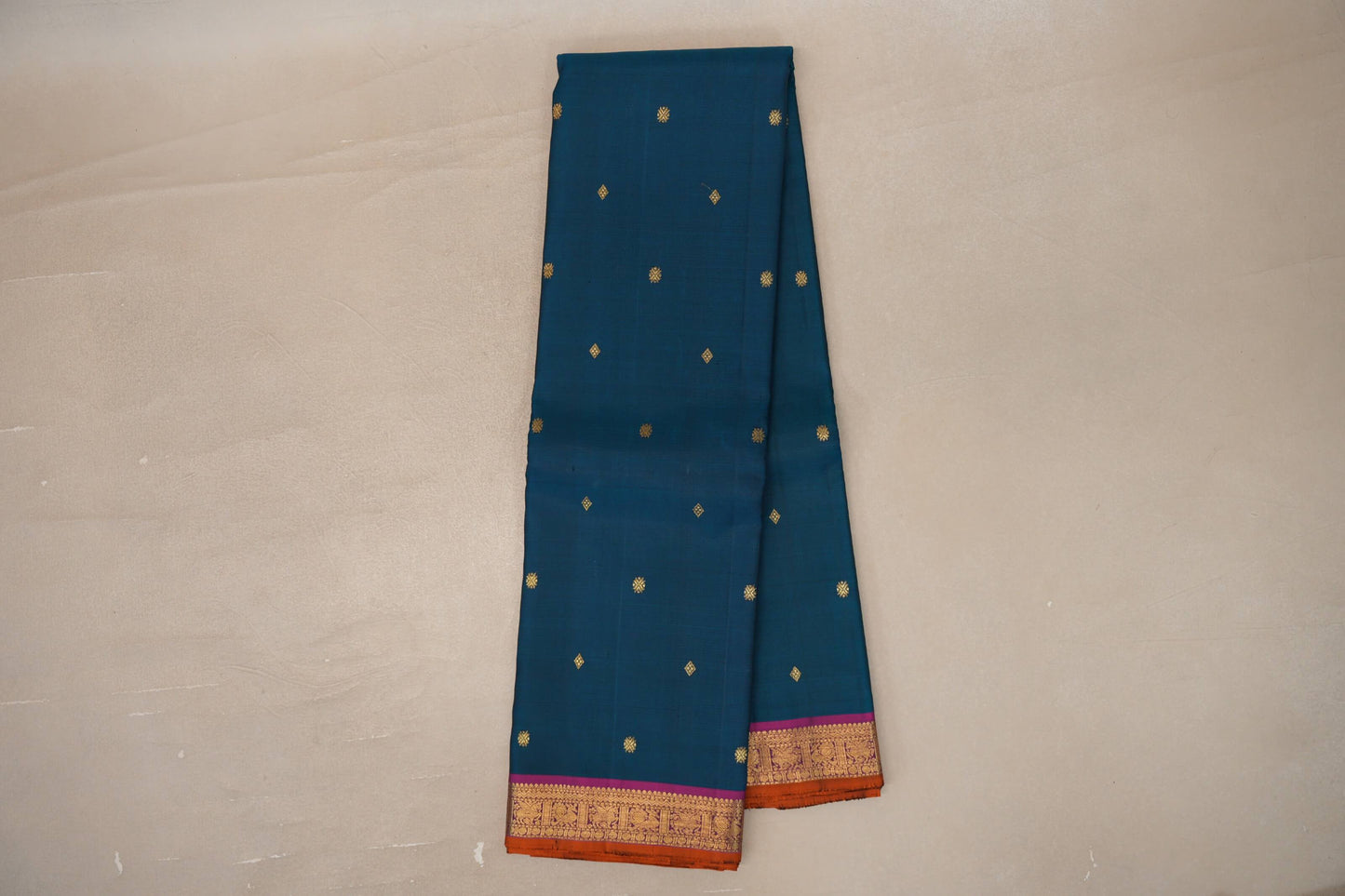 Online Deep Teal Vintage Kanjivaram Silk Saree