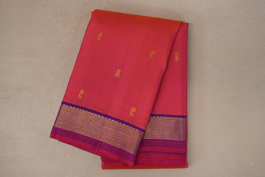 Orangish Pink Vintage Kanjivaram Silk Saree