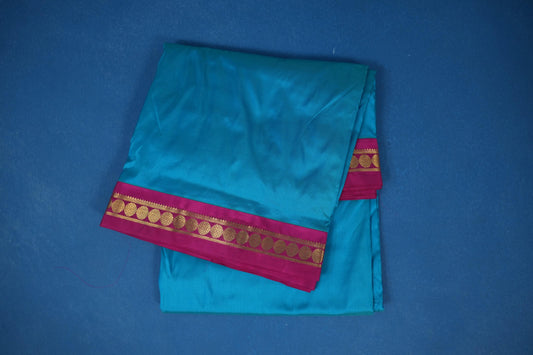 Peacock Blue Ten yards silk saree 