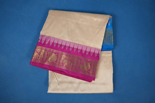 Cream Ten yards silk saree 