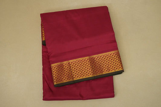 folded Reddish Maroon Ten yards silk saree 