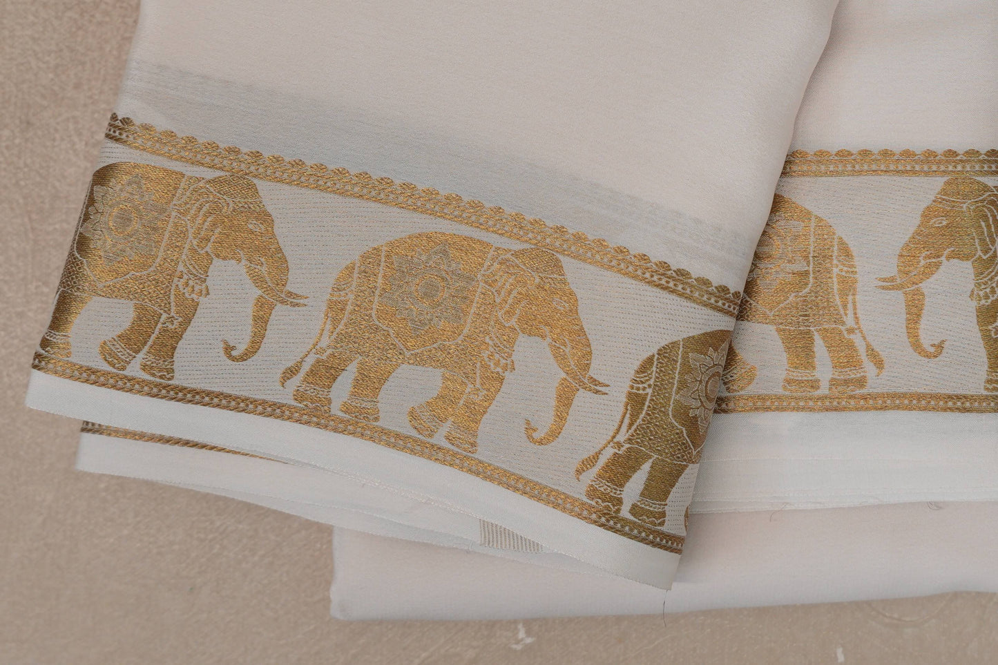 Cream Mysore Silk Saree borders