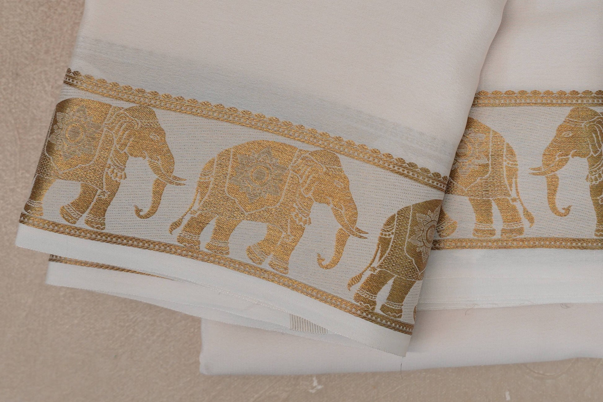 Cream Mysore Silk Saree borders