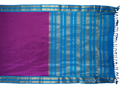 Magenta Ten yards silk saree paloo