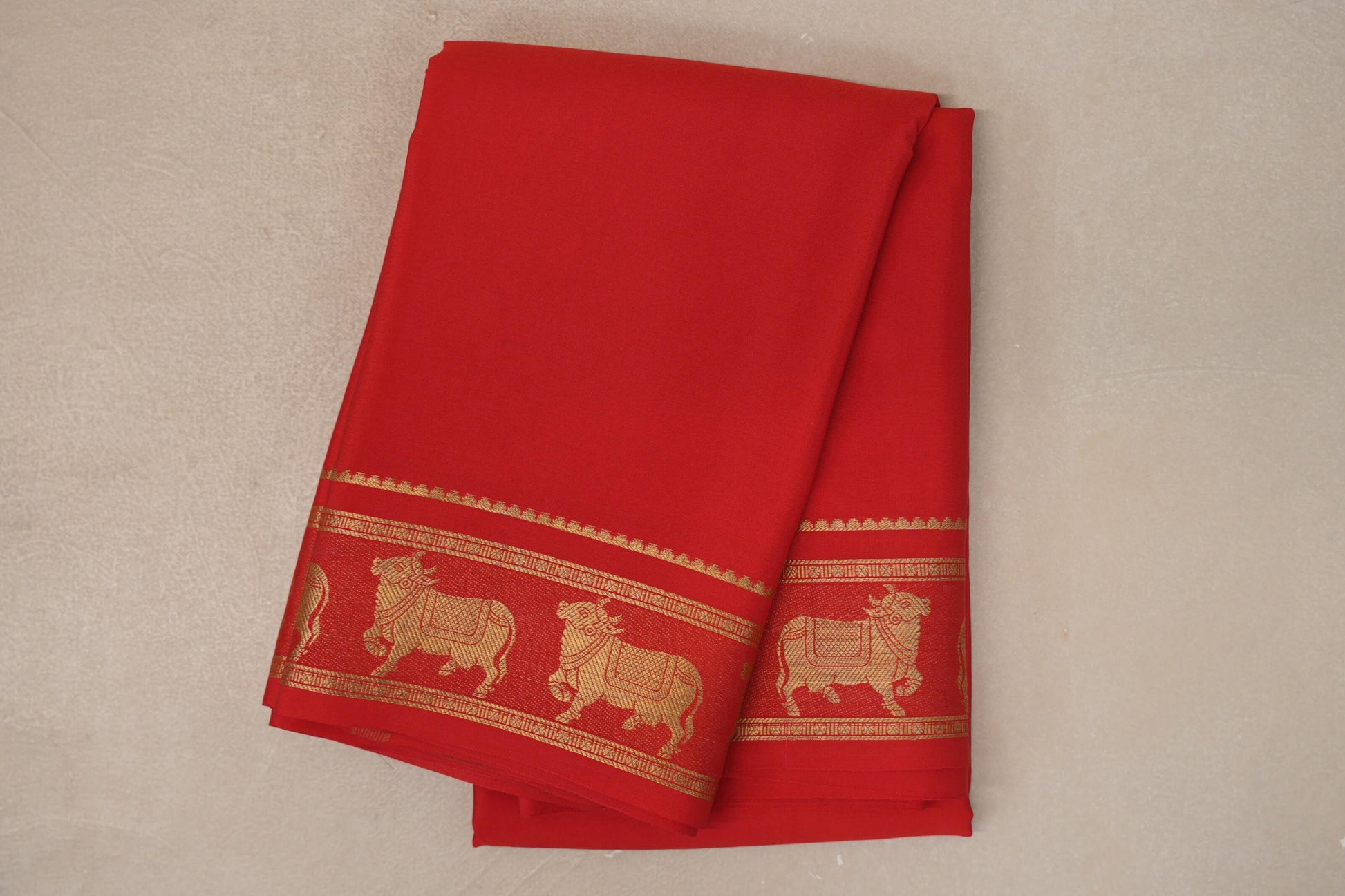 Bright  Red Mysore Silk Saree