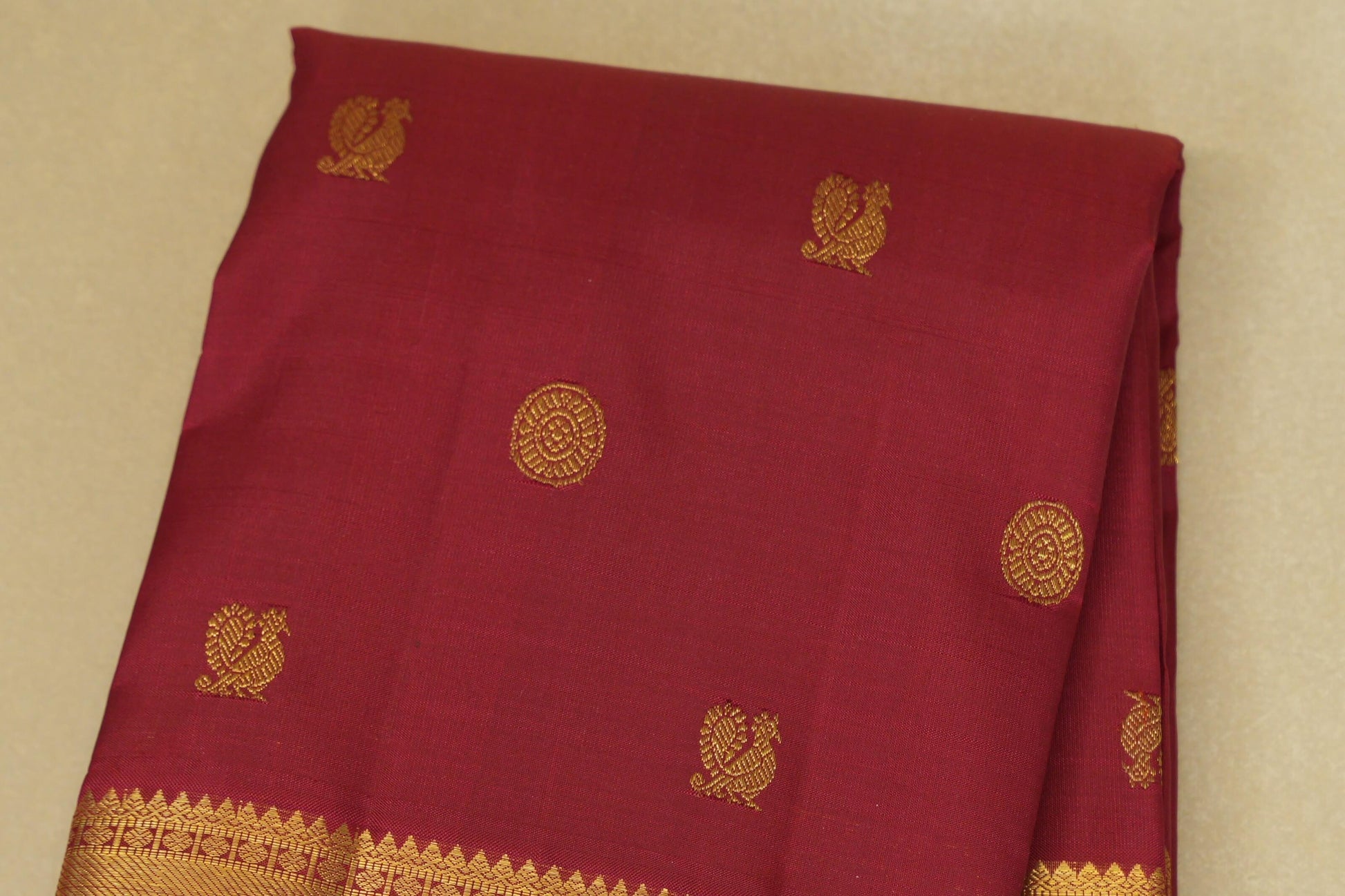 Reddish Maroon Heirloom Kanjivaram Silk Saree body zoom