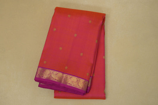 folded Pinkish Orange Heirloom Kanjivaram Silk Saree 