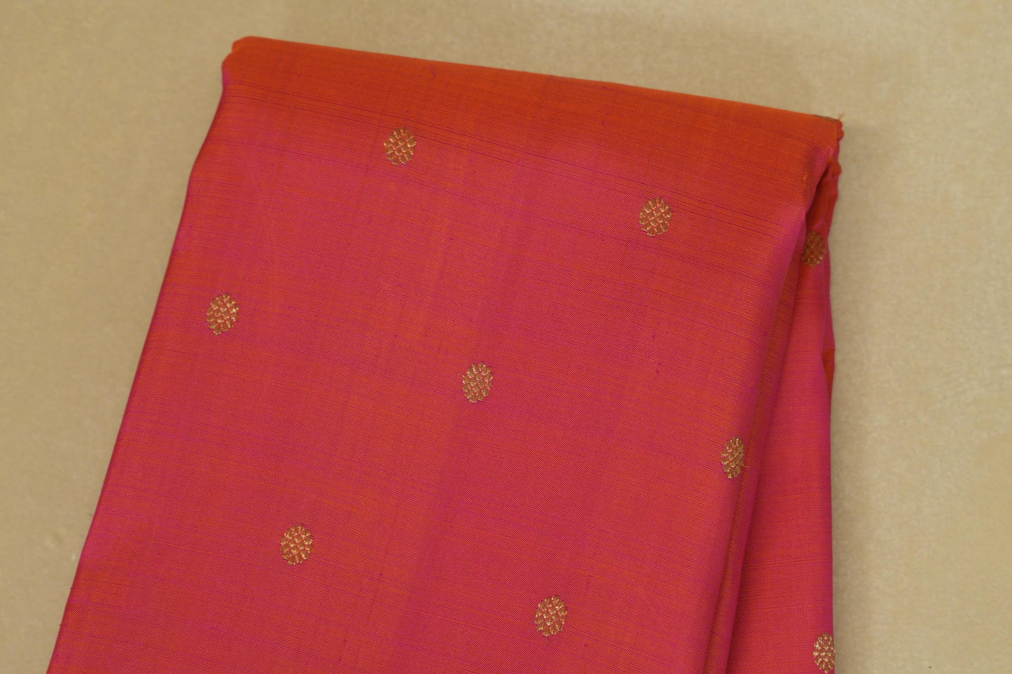 Pinkish Orange Heirloom Kanjivaram Silk Saree  body zoom
