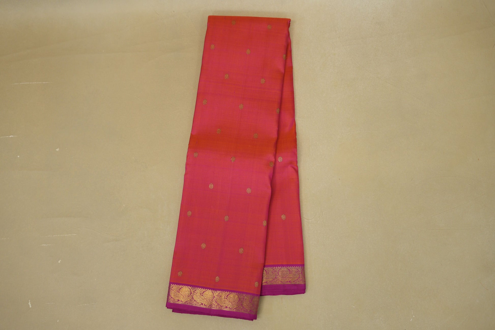 Pinkish Orange Heirloom Kanjivaram Silk Saree  online