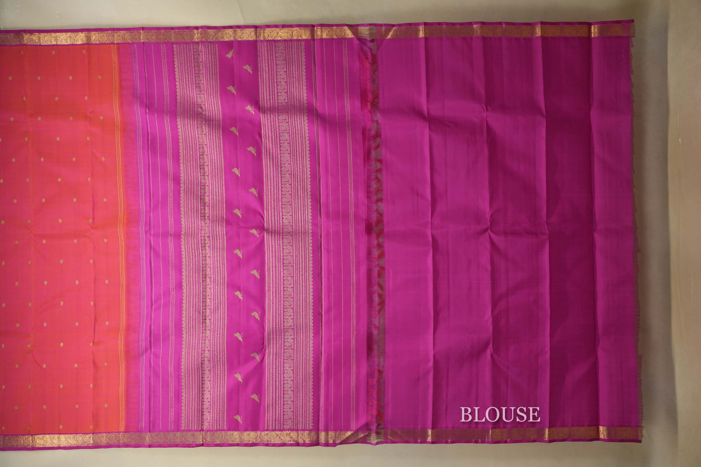 Pinkish Orange Heirloom Kanjivaram Silk Saree  blouse