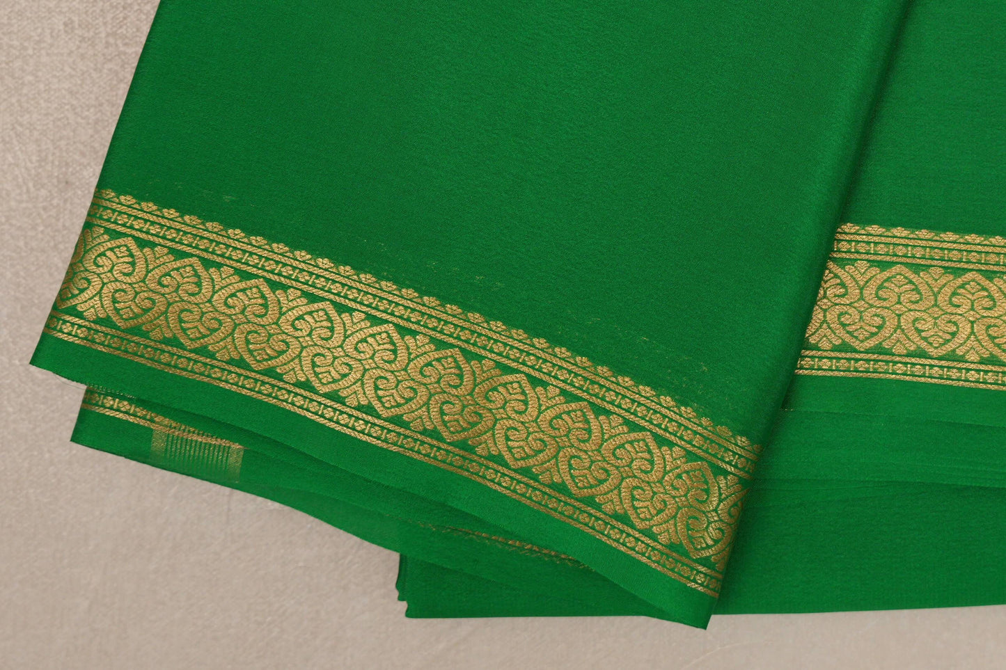 Leaf Green Mysore Silk Saree border