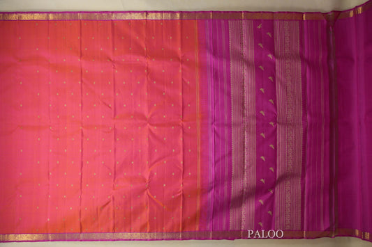 Pinkish Orange Heirloom Kanjivaram Silk Saree  paloo