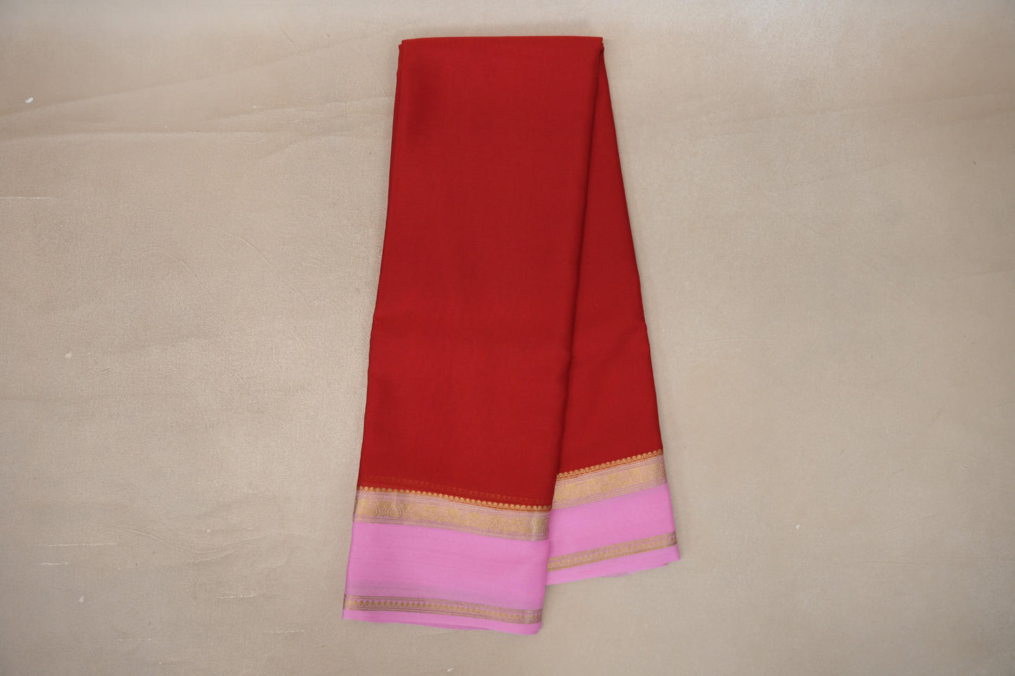 Online Bright Red with Pink Borders Mysore Silk Saree