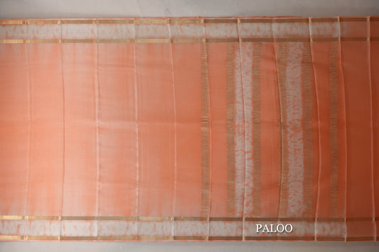 Peach Mysore Silk Saree paloo