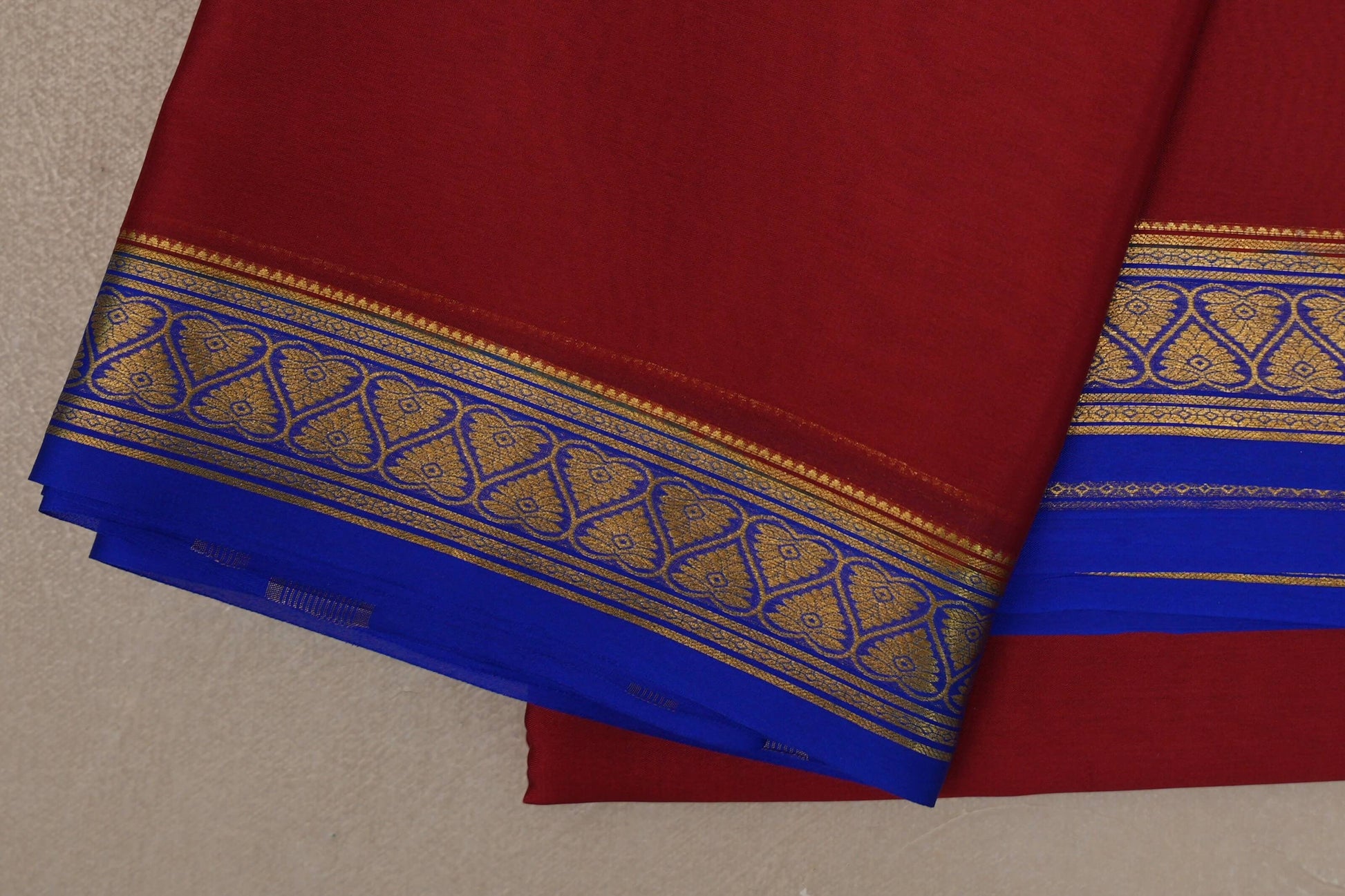 Deep Red Mysore Silk Saree border