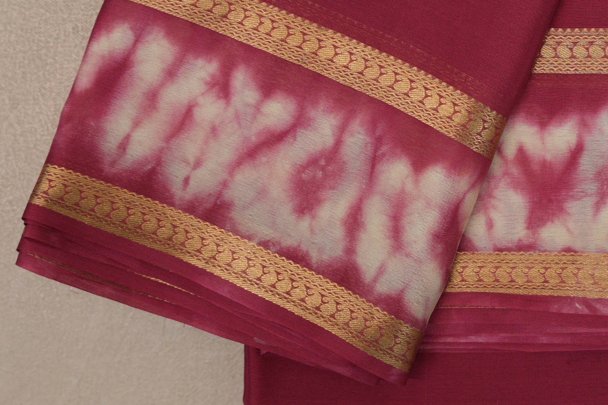 Amaranth Pink Mysore Silk Saree border