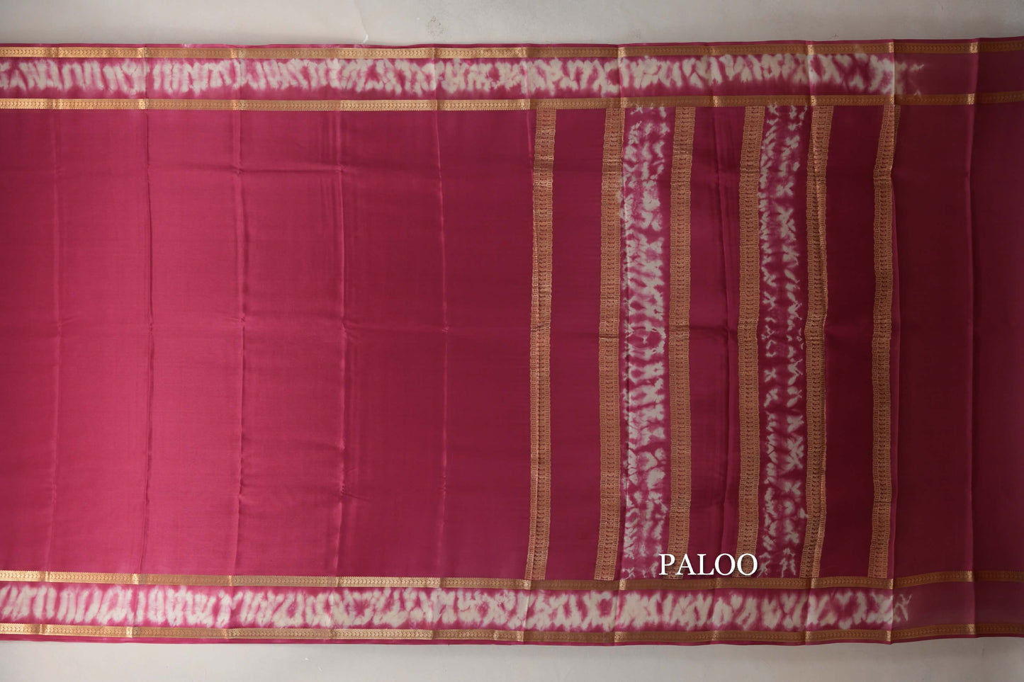 Amaranth Pink Mysore Silk Saree paloo