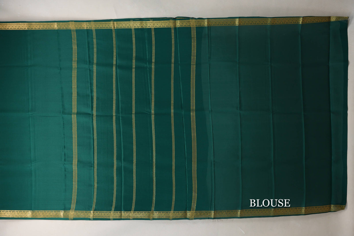 Deep Bottle Green Mysore Silk Saree blouse