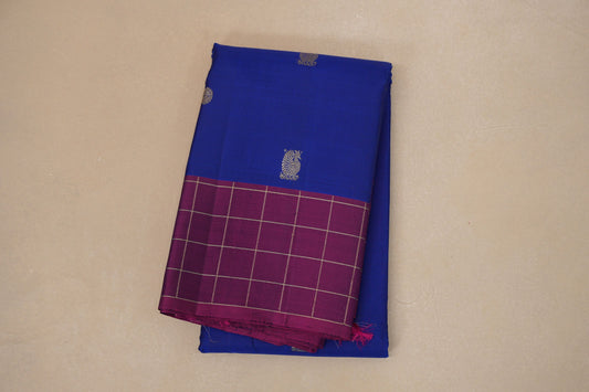 Royal Blue with magenta borders Vintage Kanjivaram Silk Saree