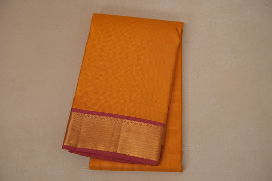 Mango yellow with Magenta borders Vintage Kanjivaram Silk Saree
