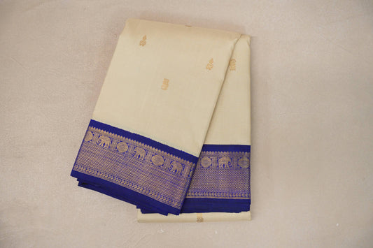 Elaichi Green with Deep Blue Borders Vintage Kanjivaram Silk Saree
