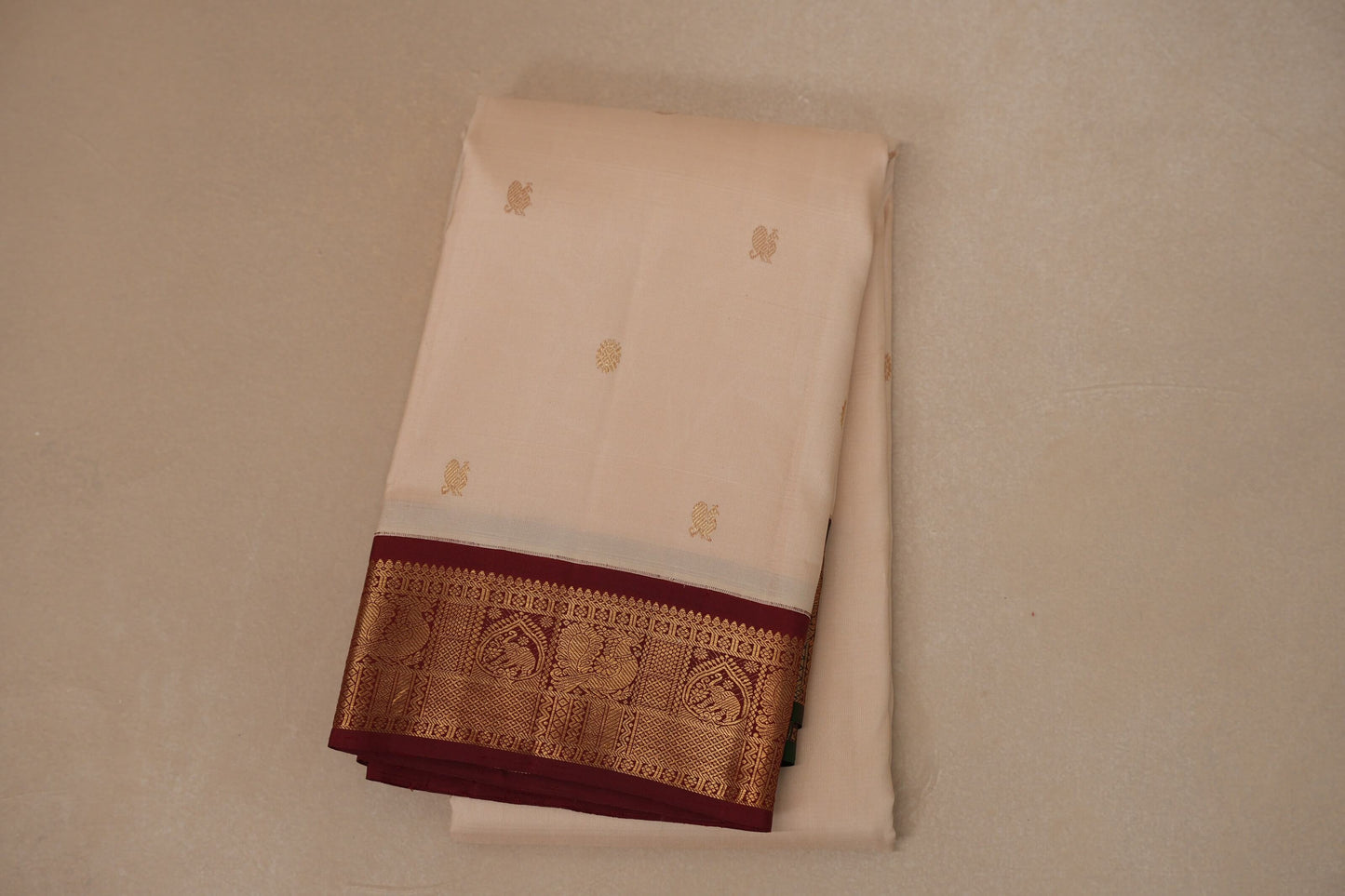 Cream Vintage Kanjivaram Silk Saree