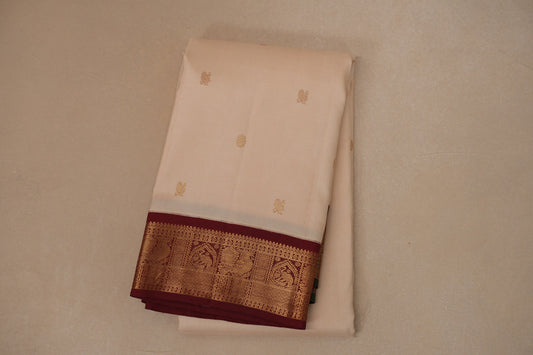Cream Vintage Kanjivaram Silk Saree