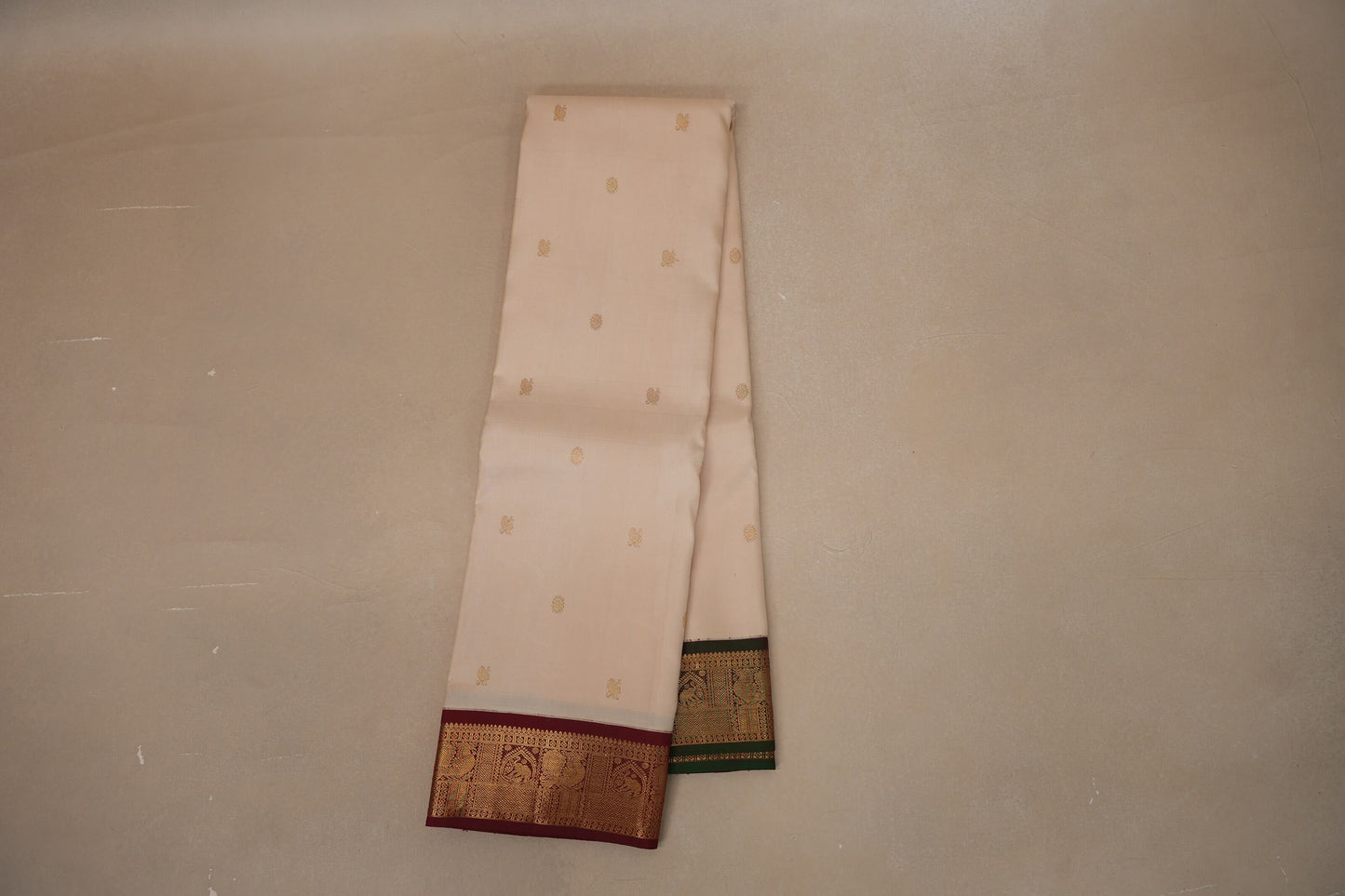 Cream Vintage Kanjivaram Silk Saree