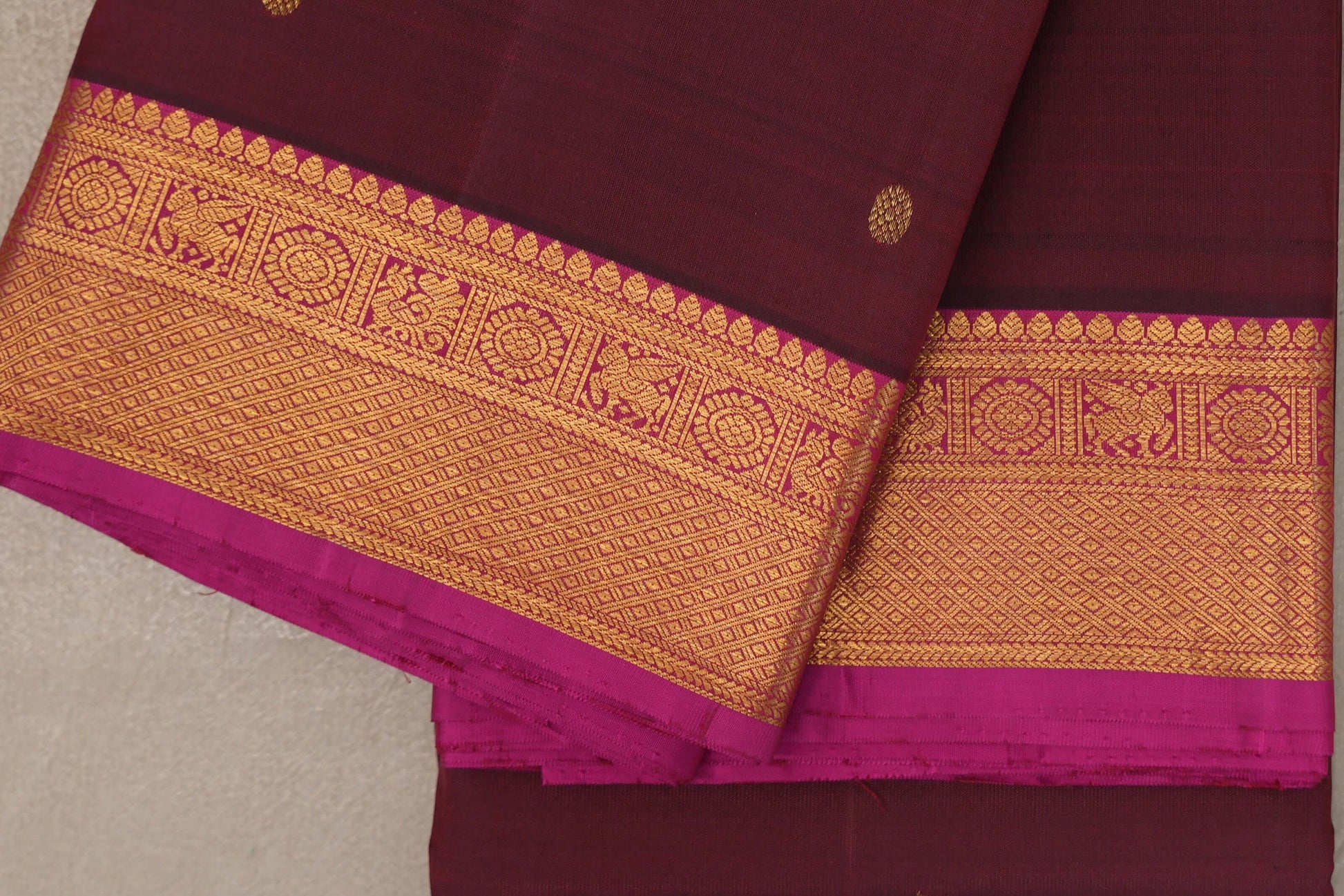 Deep Maroon Vintage Kanjivaram Silk Saree border