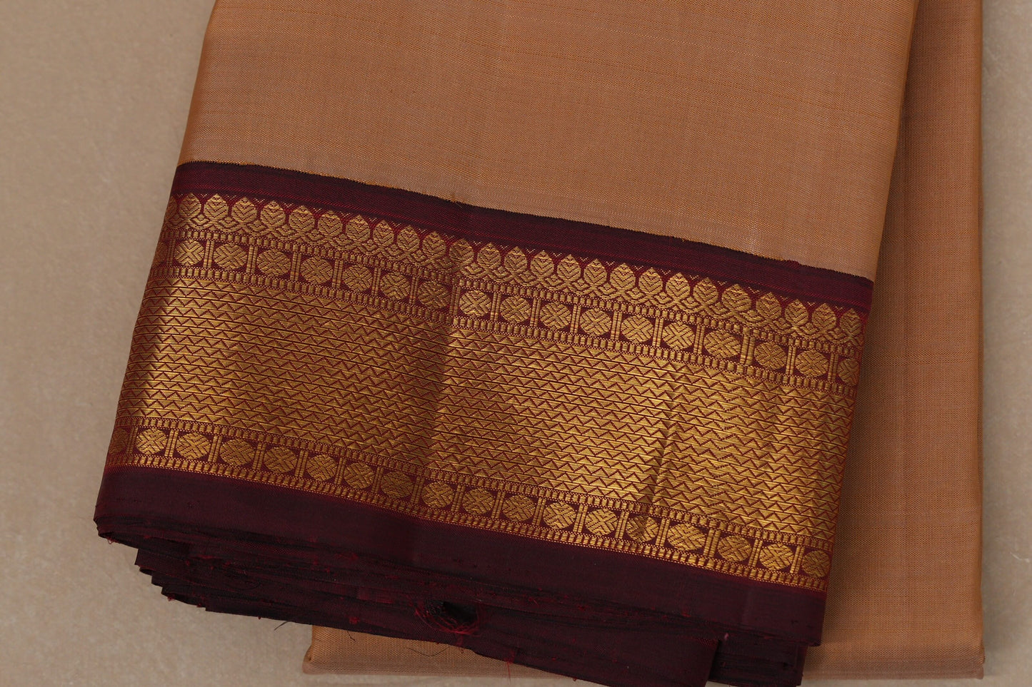 Beige Vintage Kanjivaram Silk Saree by Shreenivas Silks border
