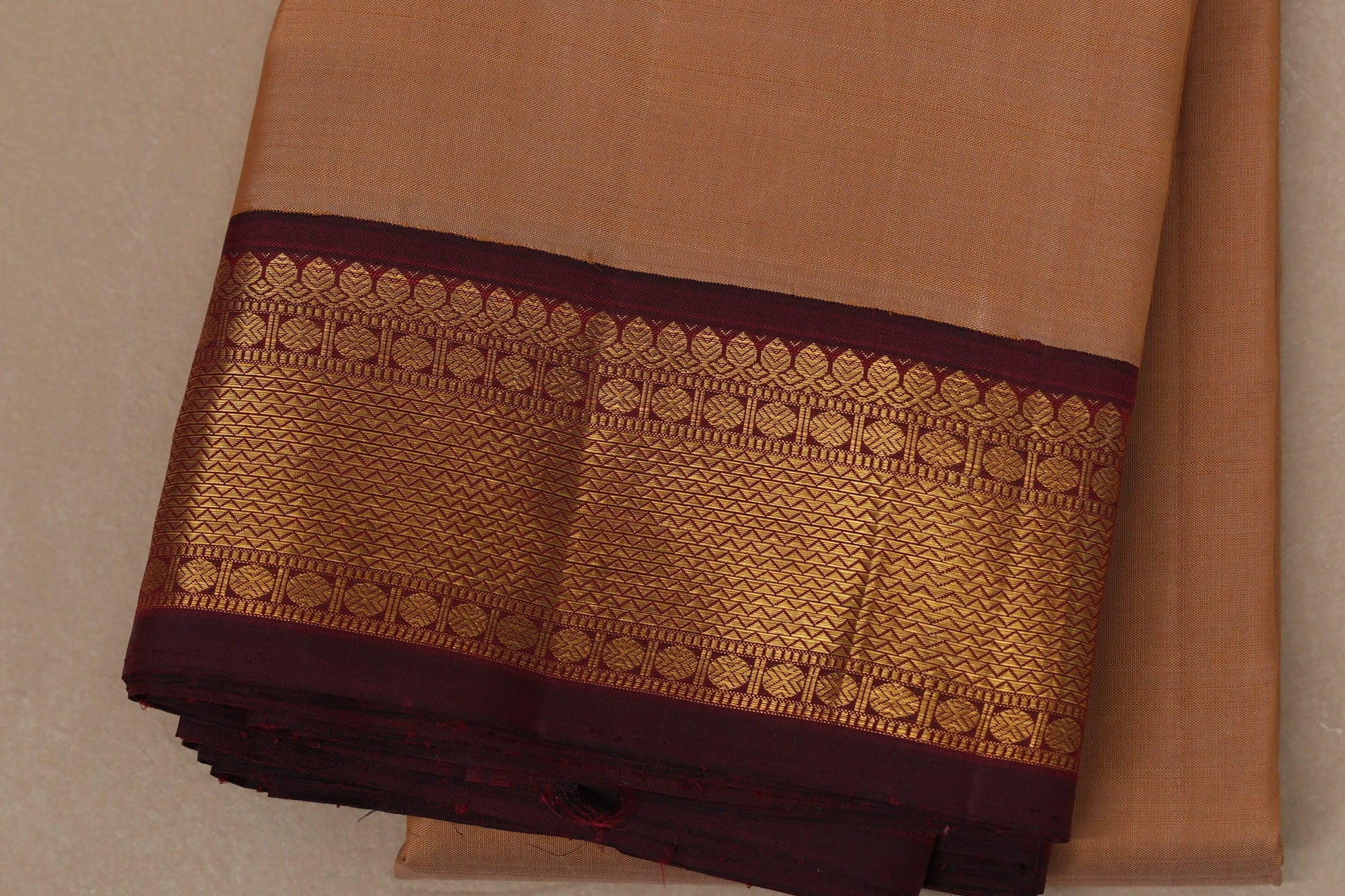 Beige Vintage Kanjivaram Silk Saree by Shreenivas Silks border
