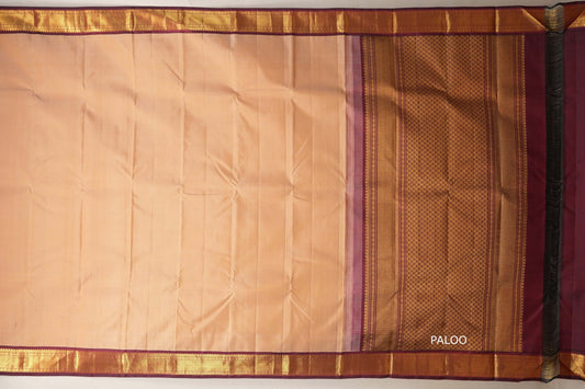 Beige Vintage Kanjivaram Silk Saree by Shreenivas Silks paloo