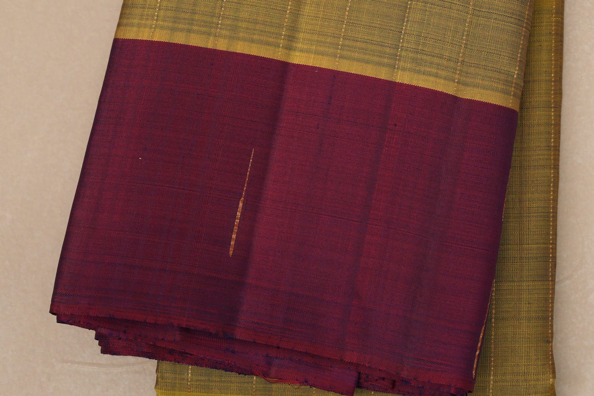 Olive green with magenta border Vintage Kanjivaram Silk Saree border