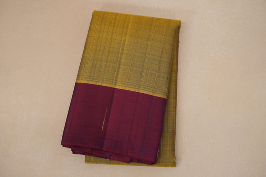 Olive green with magenta border Vintage Kanjivaram Silk Saree