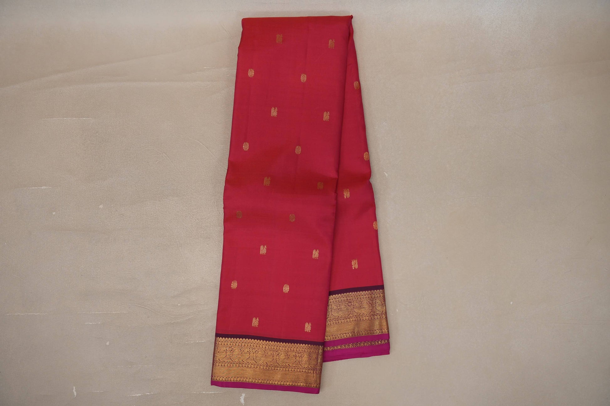Online Dual Tone of Pink & Orange Vintage Kanjivaram Silk Saree