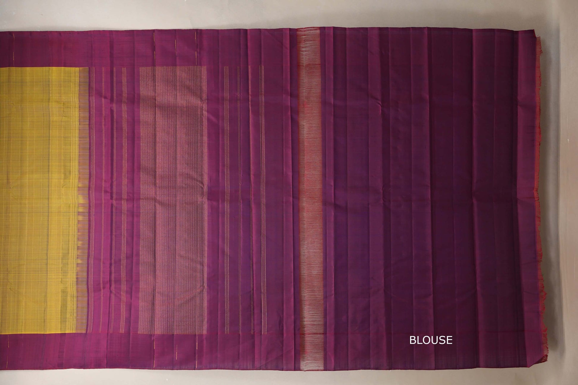 Olive green with magenta border Vintage Kanjivaram Silk Saree blouse