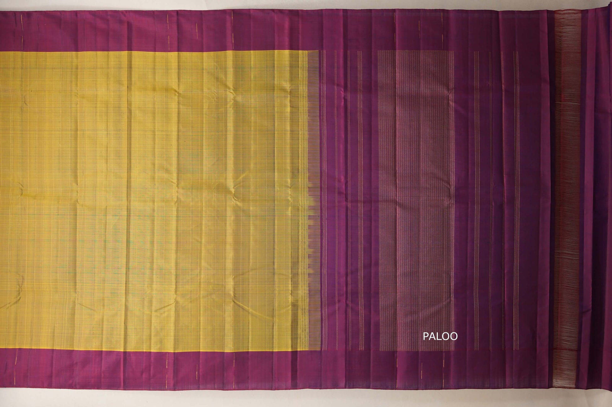 Olive green with magenta border Vintage Kanjivaram Silk Saree paloo