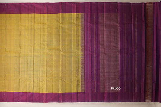 Olive green with magenta border Vintage Kanjivaram Silk Saree paloo