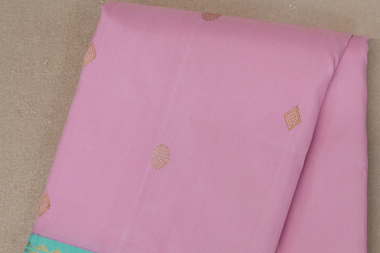 Baby Pink with Sea Green Borders Vintage Kanjivaram Silk Saree body