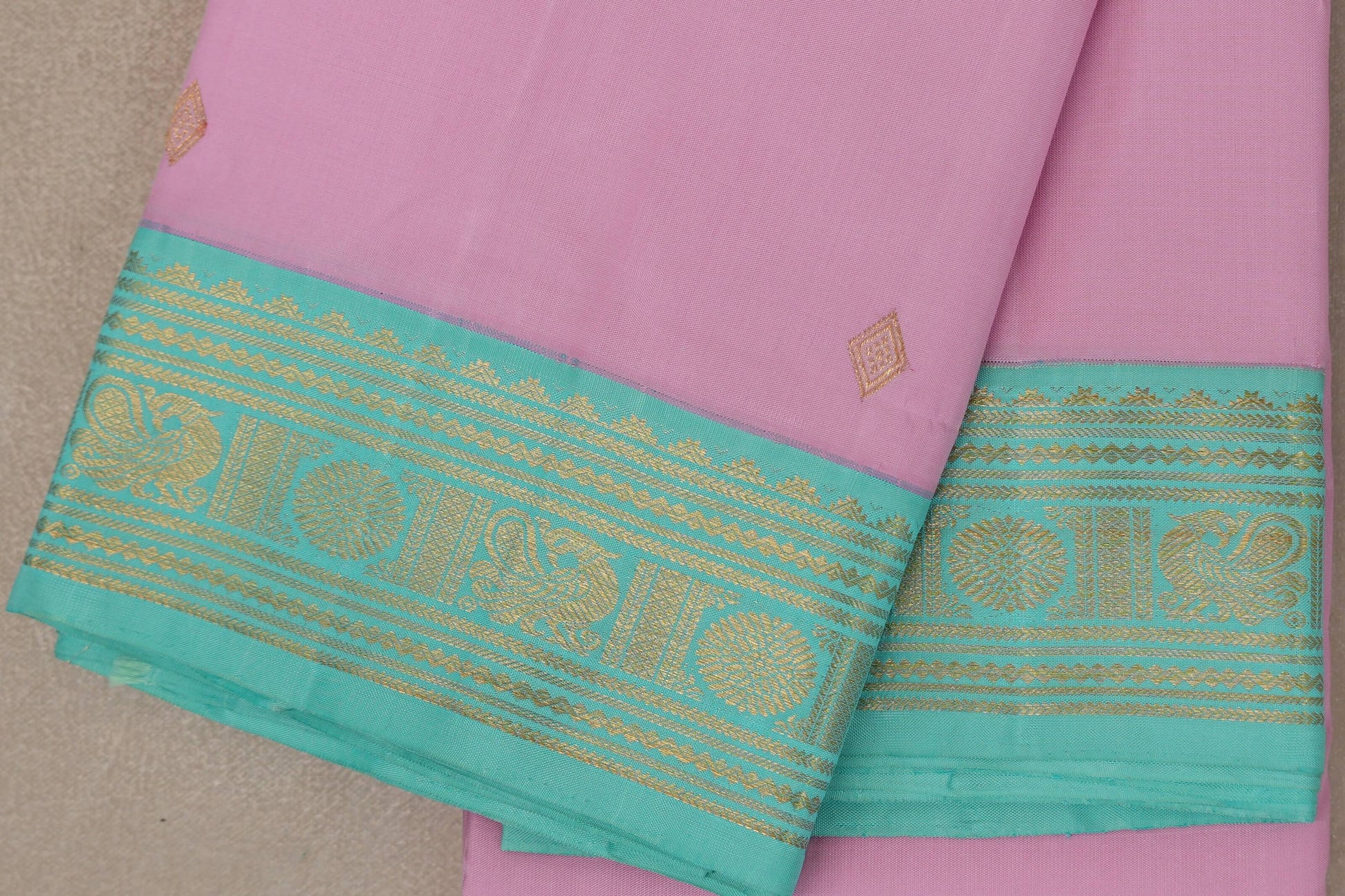 Baby Pink Vintage Kanjivaram Silk Saree border