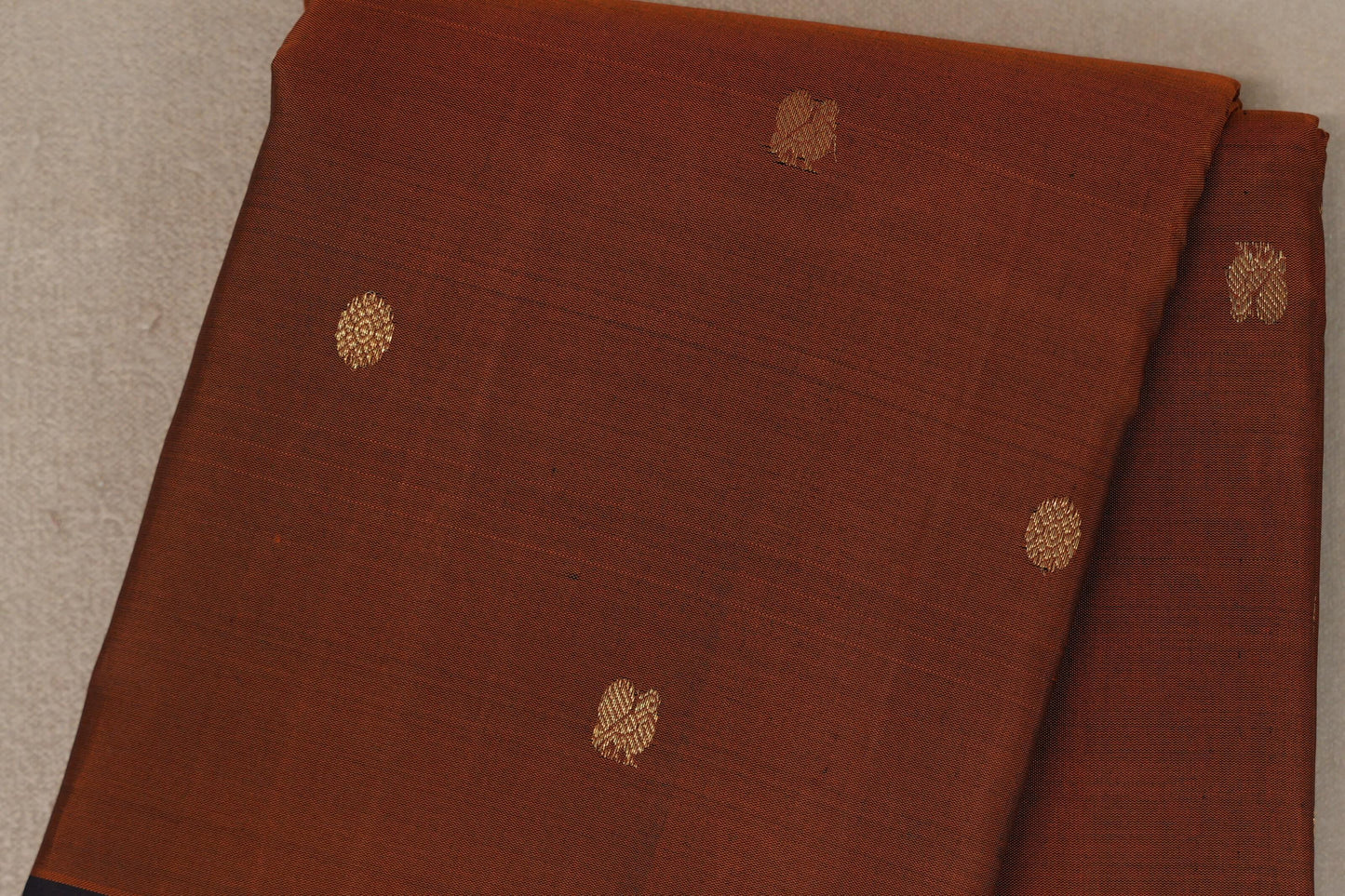 Rust Orange with Black & Dark Green Selvedge Borders Vintage Kanjivaram Silk Saree body