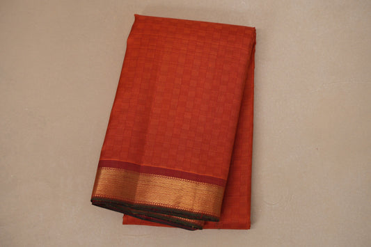 Rust Orange Vintage Kanjivaram Silk Saree by Shreenivas Silks