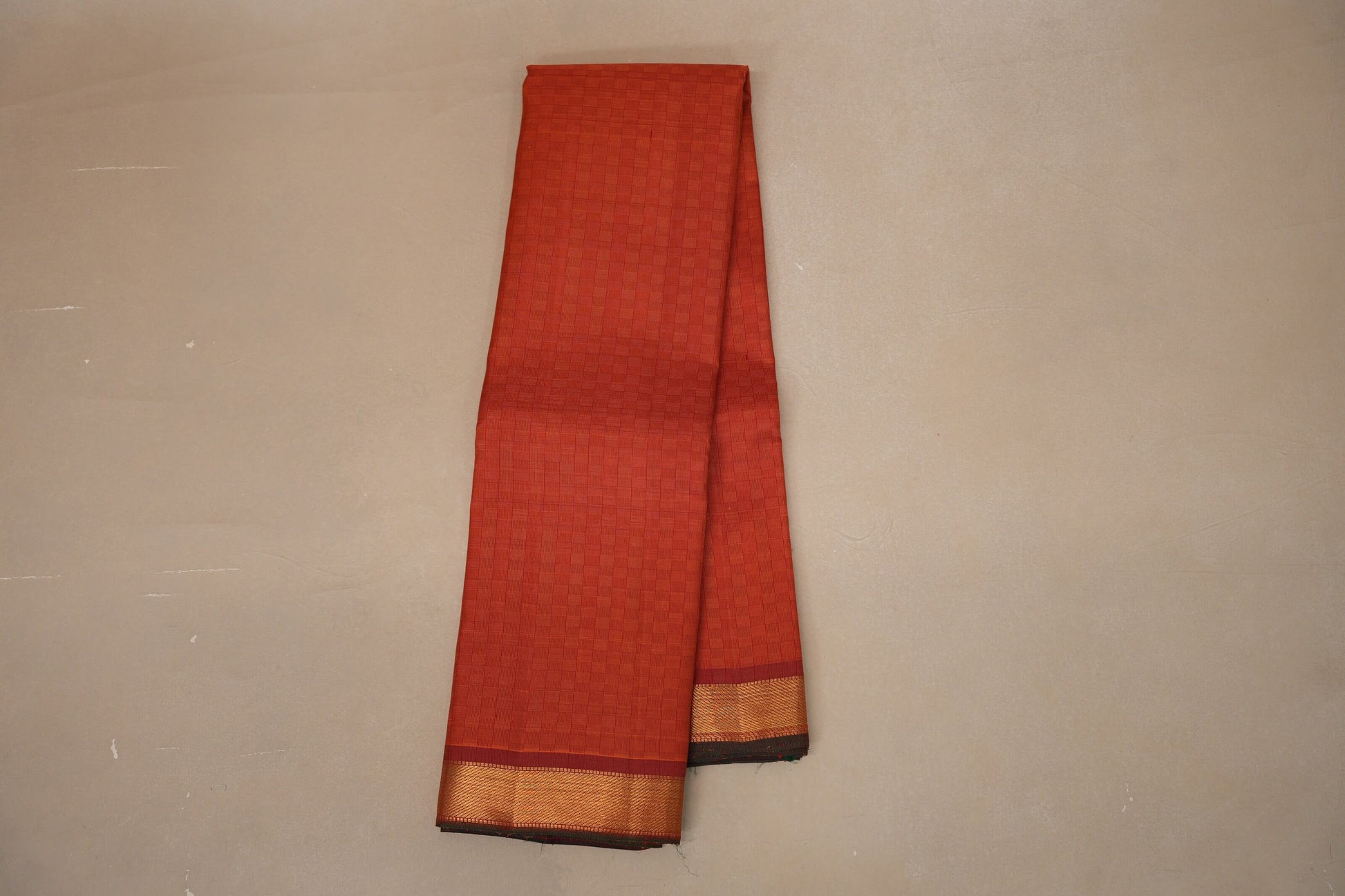Rust Orange Vintage Kanjivaram Silk Saree by Shreenivas Silks